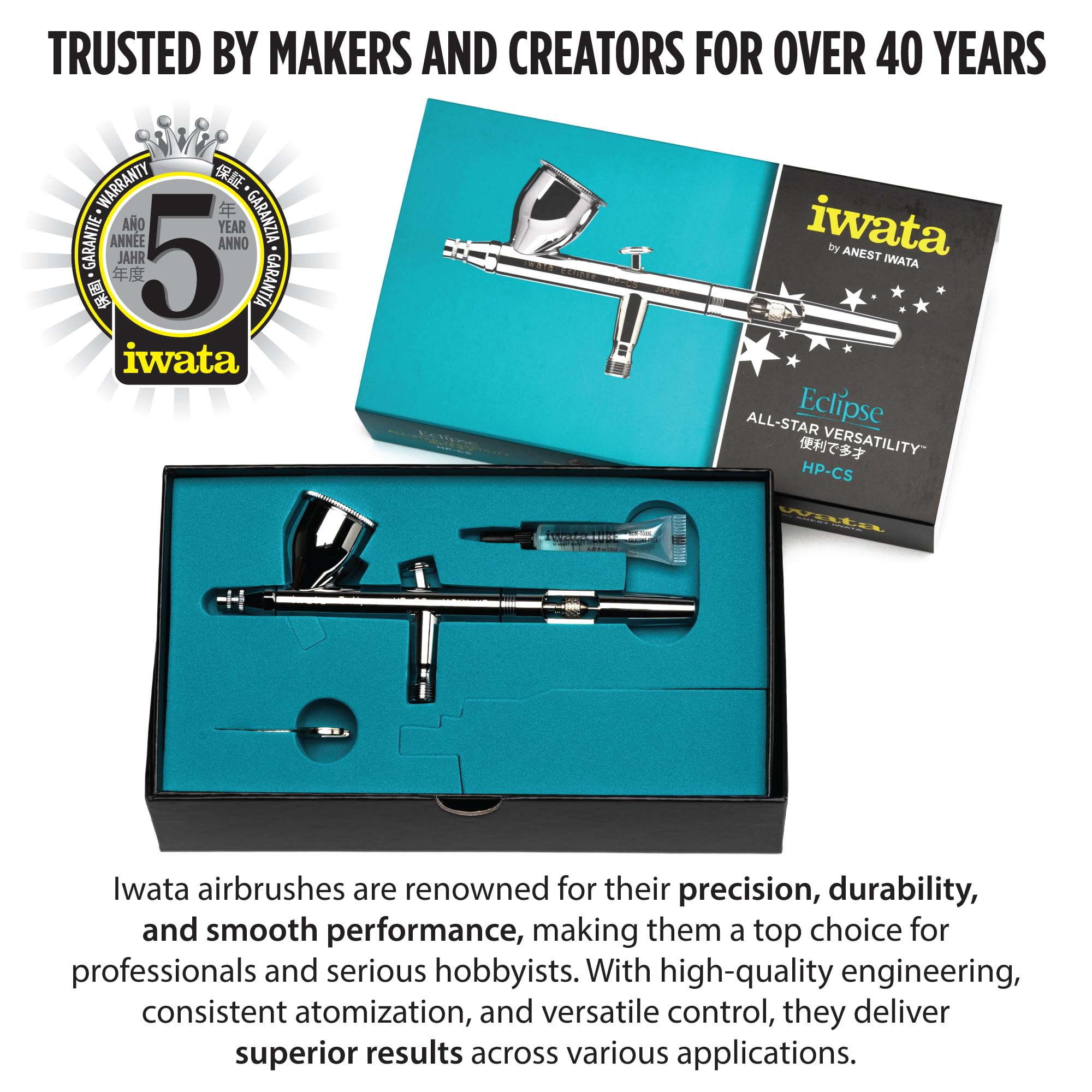 Iwata Eclipse HP-CS Airbrush - Gravity Feed Dual Action, High-Flow Atomization for Fine Detail to Wide Coverage – E3 Nozzle, 0.24 oz Cup – Ideal for Artists, Model Painting, Cosplay & More - Image 2
