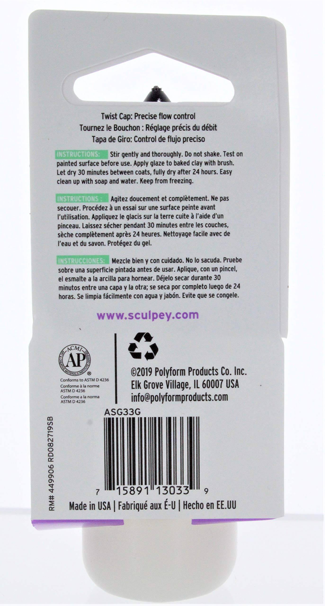 Sculpey® Gloss Glaze, Non Toxic, 1 fl oz. bottle with precise flow twist cap. Will add a glossy finish to your baked polymer oven-bake clay creations! - Image 2