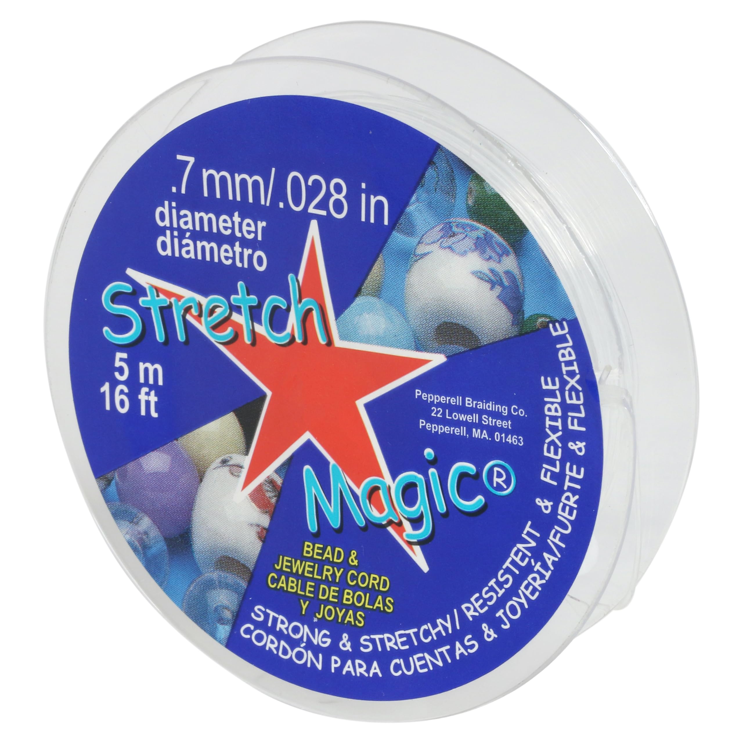Stretch Magic Elastic Beading Cord – Clear Color, 0.7mm in Diameter, 5-Meter (16.4 ft) - Easy to Knot, Strong & Stretchy String for Making Beaded Jewelry