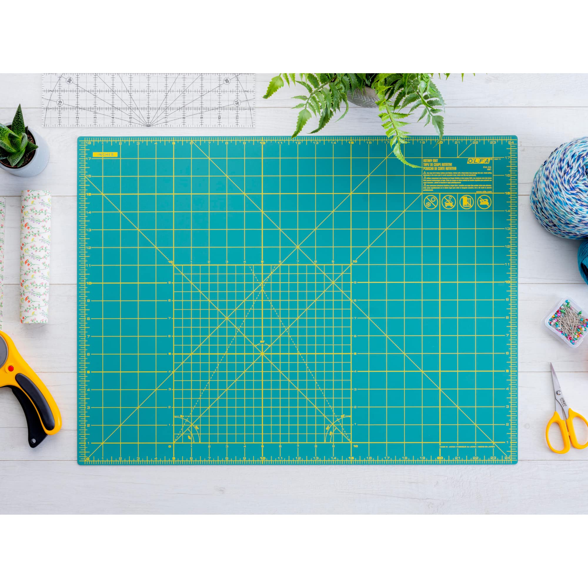 OLFA 18x24" Self-Healing Rotary Cutting Mat (RM-SG) - Double-Sided, Green - Image 5