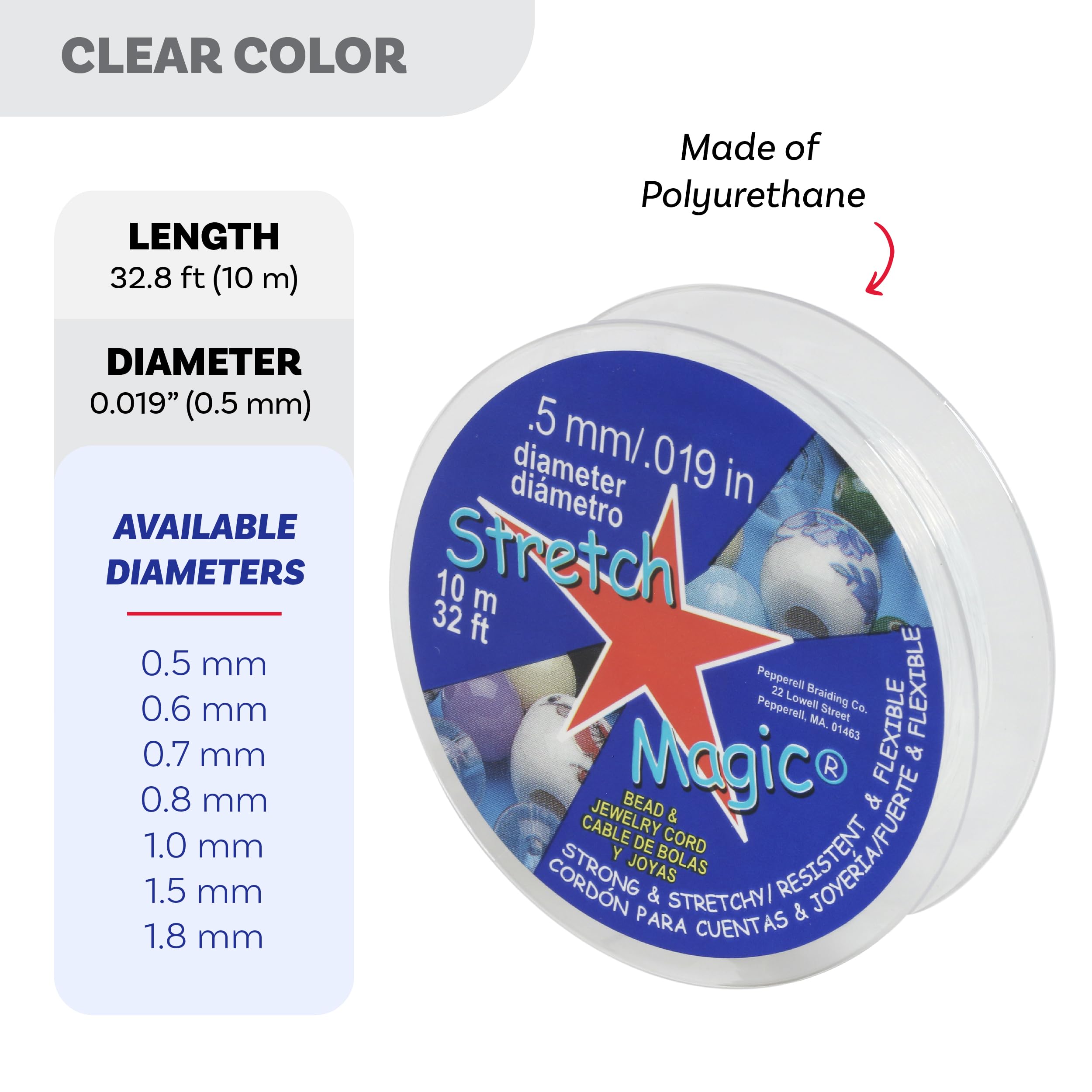 Stretch Magic Elastic Beading Cord – Clear Color, 0.5mm in Diameter, 10-Meter (32 ft) - Easy to Knot, Strong & Stretchy String for Making Beaded Jewelry - Image 3