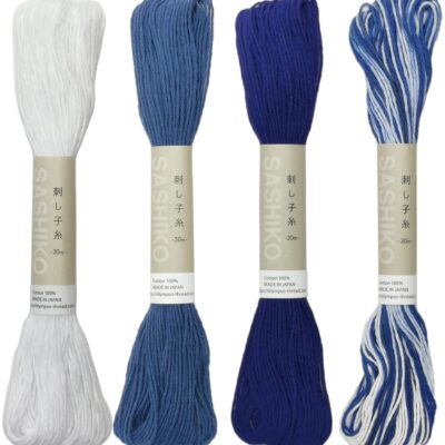 Olympus Sashiko Thread 20m(21.8yds) 4skeins Color Bundles 100% Cotton (#01,#10,#18,#52)