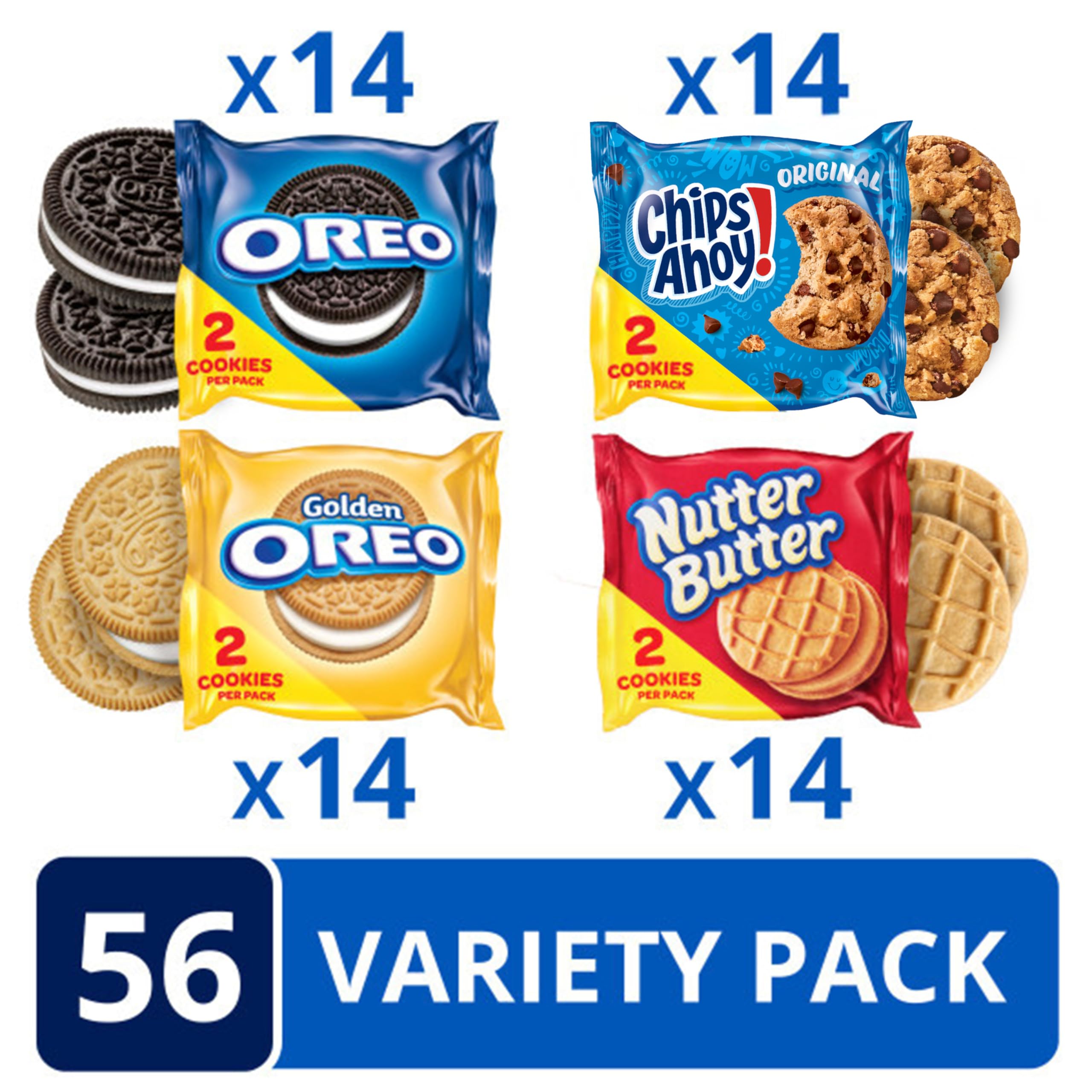 OREO Original, OREO Golden, CHIPS AHOY! & Nutter Butter Cookie Snacks Variety Pack, 56 Snack Packs (2 Cookies Per Pack) - Image 10