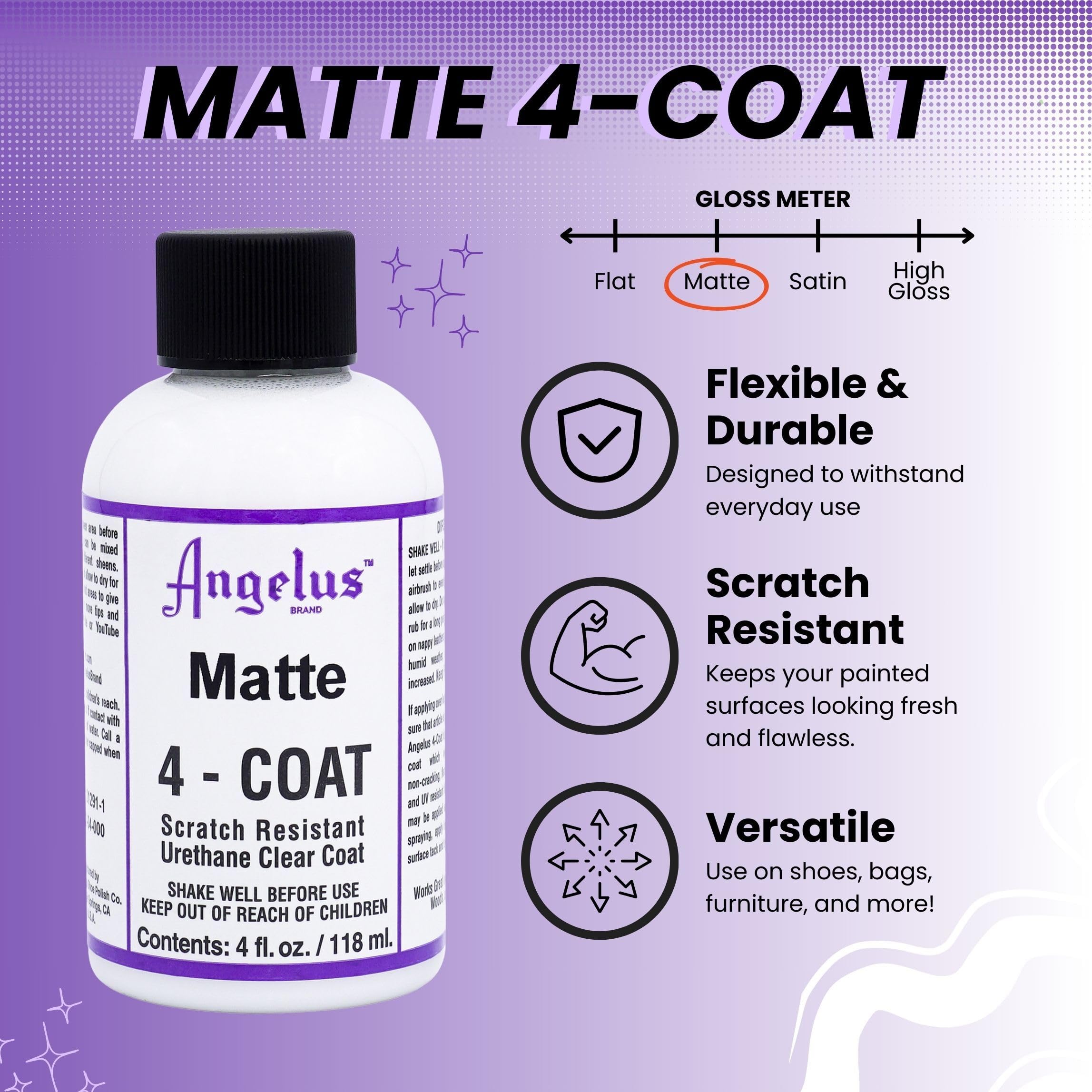 Angelus Matte 4-Coat Scratch-Resistant Leather Sealer – Durable, Flexible, Clear Coat Protection for Leather Shoes, Bags, Jackets & More - Matte Finish - 4 Fl Oz - Image 2