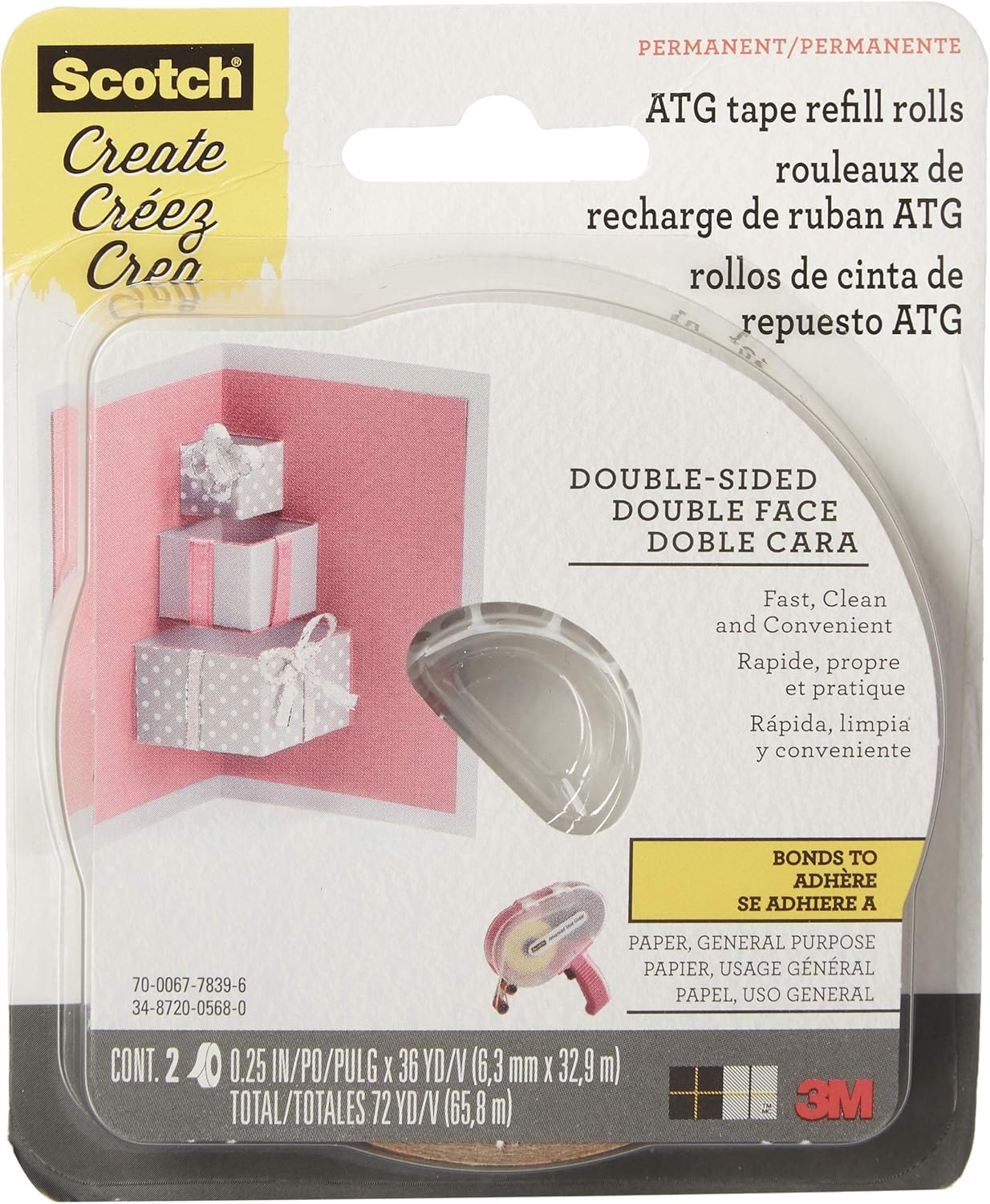 Scotch Advanced Tape Glider Refill Rolls, 1/4 Inch x 36 Yards – (3 Pack, 2 Rolls per Pack) Double-Sided Adhesive for ATG 714 Glider, Scrapbooking & Crafts - Image 2