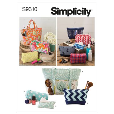 Simplicity S9310 Totes & Bags Sewing Pattern, Assorted Tote Bags, Cosmetic Bags & Tissue Cover, One Size