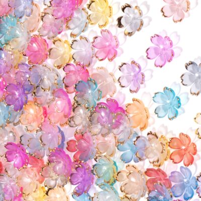 CTEAKOP 100 Pcs Gradient Gold- Plated Flower Beads for Jewelry Making,0.71"