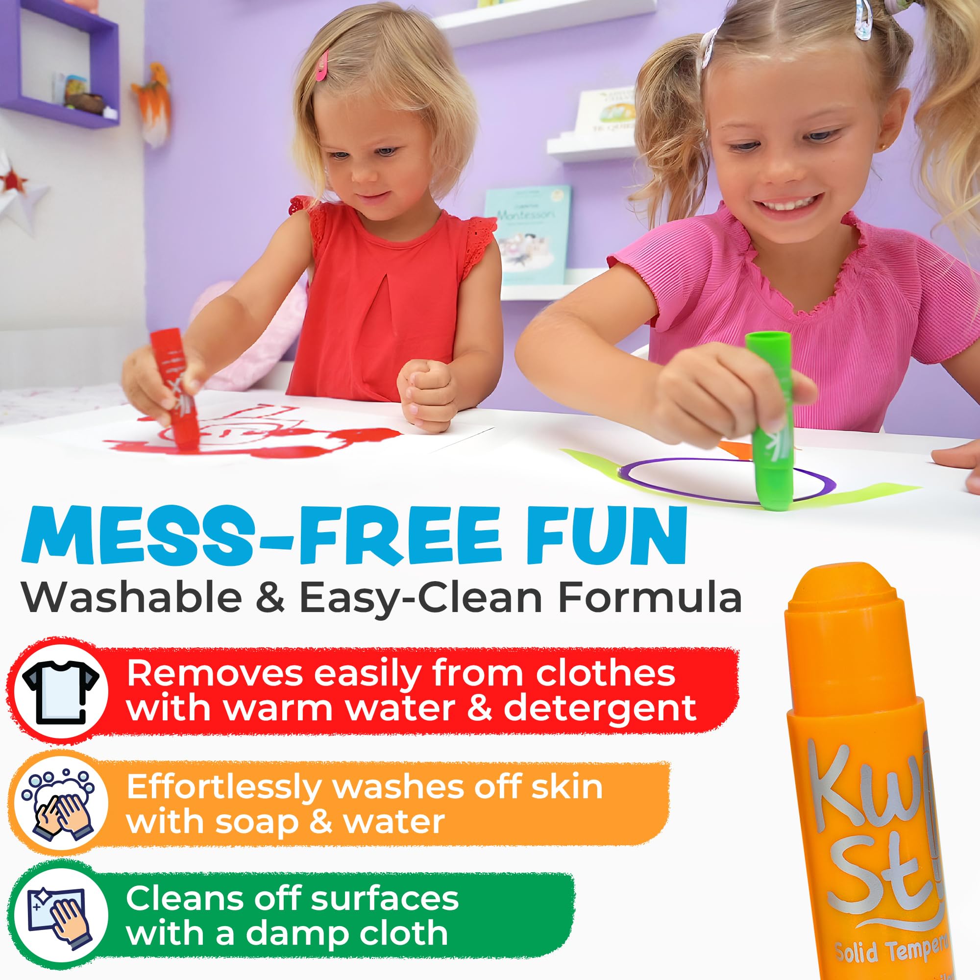 Kwik Stix Solid Tempera Paint Sticks – 12 Pack of Red – Same Color Washable, Quick Dry (90 Seconds), ASTM Certified, Non-Toxic, Allergen-Free Kids & Toddler Art Supplies for Home, School & Crafts - Image 4