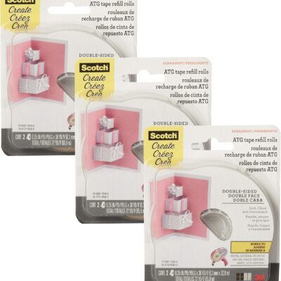 Scotch Advanced Tape Glider Refill Rolls, 1/4 Inch x 36 Yards – (3 Pack, 2 Rolls per Pack) Double-Sided Adhesive for ATG 714 Glider, Scrapbooking & Crafts