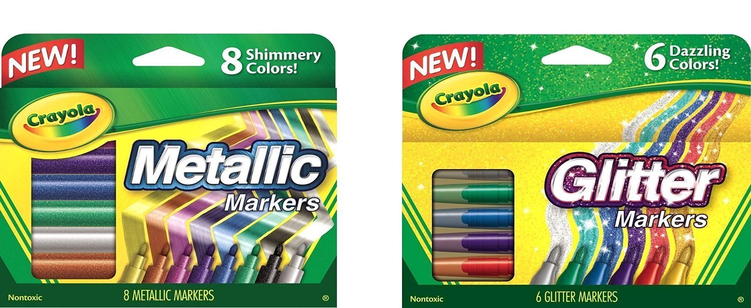 Crayola Markers, 8 Metallic and 6 Glitter Colors, Combo Pack