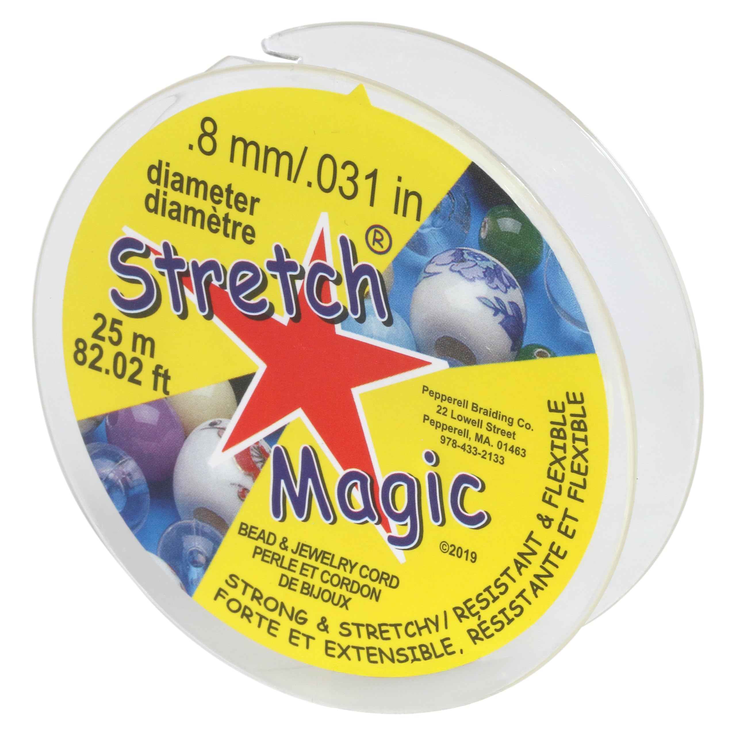 Stretch Magic Elastic Beading Cord – Clear Color, 0.8mm in Diameter, 25-Meter (82 ft) - Easy to Knot, Strong & Stretchy String for Making Beaded Jewelry