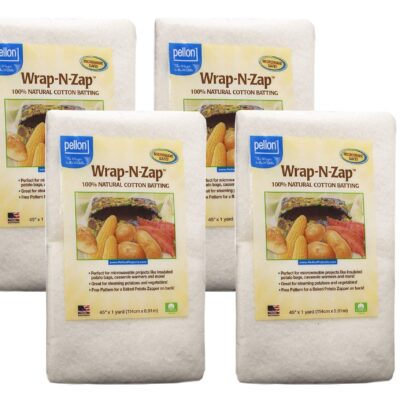 Pellon Wrap-N-Zap Cotton Quilt Batting, 45 by 36-Inch, Natural, 4 Pack