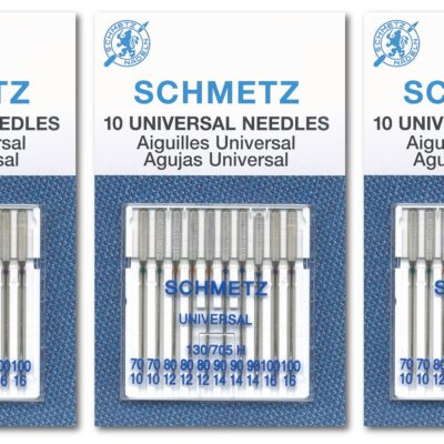 SCHMETZ Universal Sewing Machine Needles - Assorted Sizes, 10 Needle Card, Pack of 3