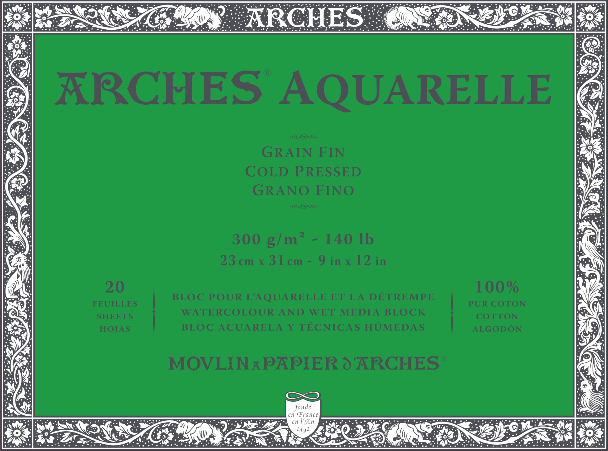 Arches Watercolor Paper Block 140 lb. Cold Press 9x12"