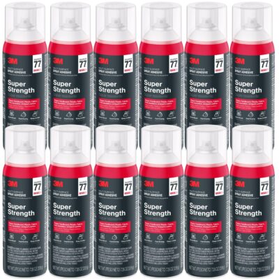 (Pack of 12) 3M SUPER 77 Spray Glue 7.3 oz Adhesive for Foil Plastic Paper Foam Metal