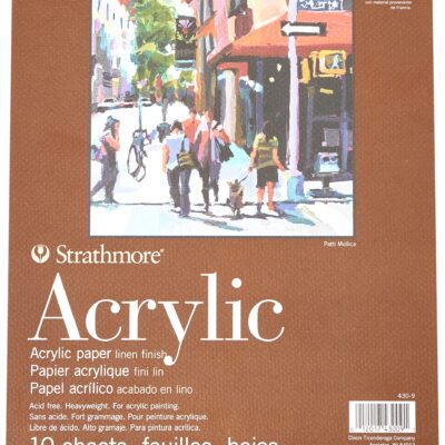 Strathmore 400 Series Glue Bound Acrylic Paper Pad, 246 lb. Linen, 9 X 12 inches, White, 10 Sheets (430-9)
