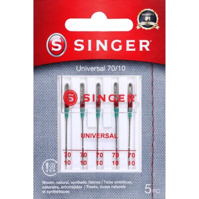 SINGER Universal Needles, 70/10, 5Ct, for Sheer & Lightweight Fabrics