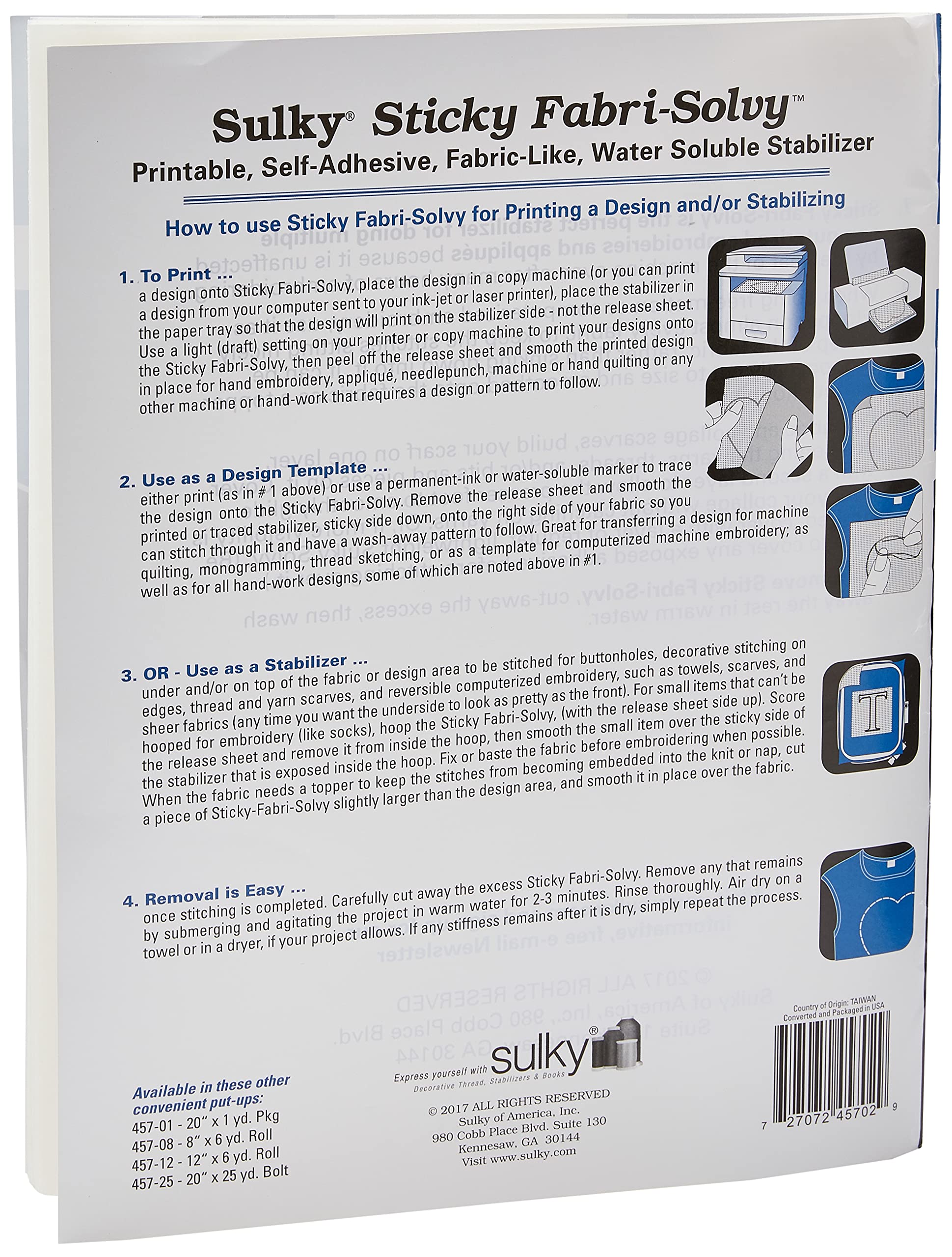 Sulky Sticky Fabri-Solvy Stabilizer 8.5"X11" 12/Pkg - Image 3